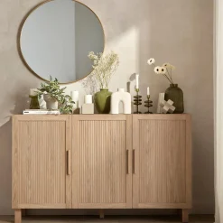 Best Bouclair 3 Door Wood Veneer Buffet