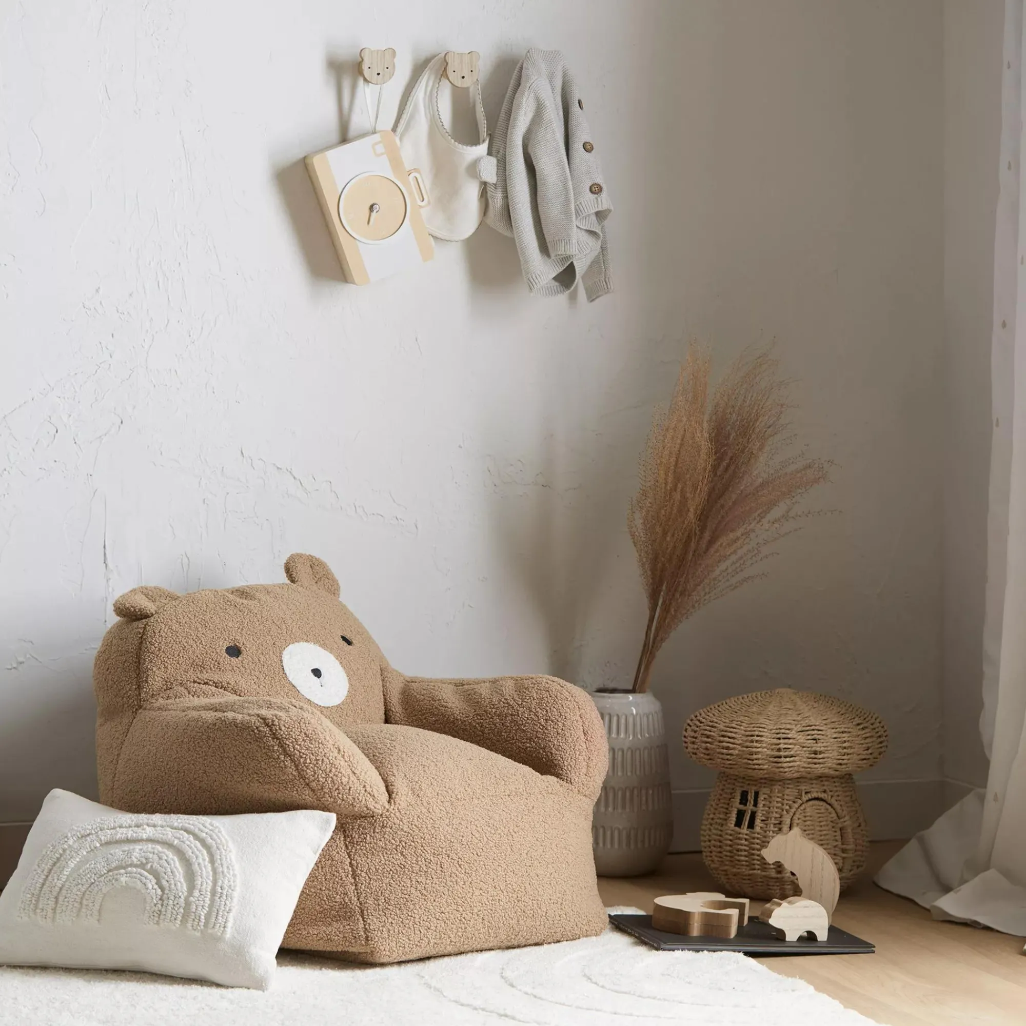 New Bouclair Anya Beige Tufted Rainbow Lumbar Throw Pillow