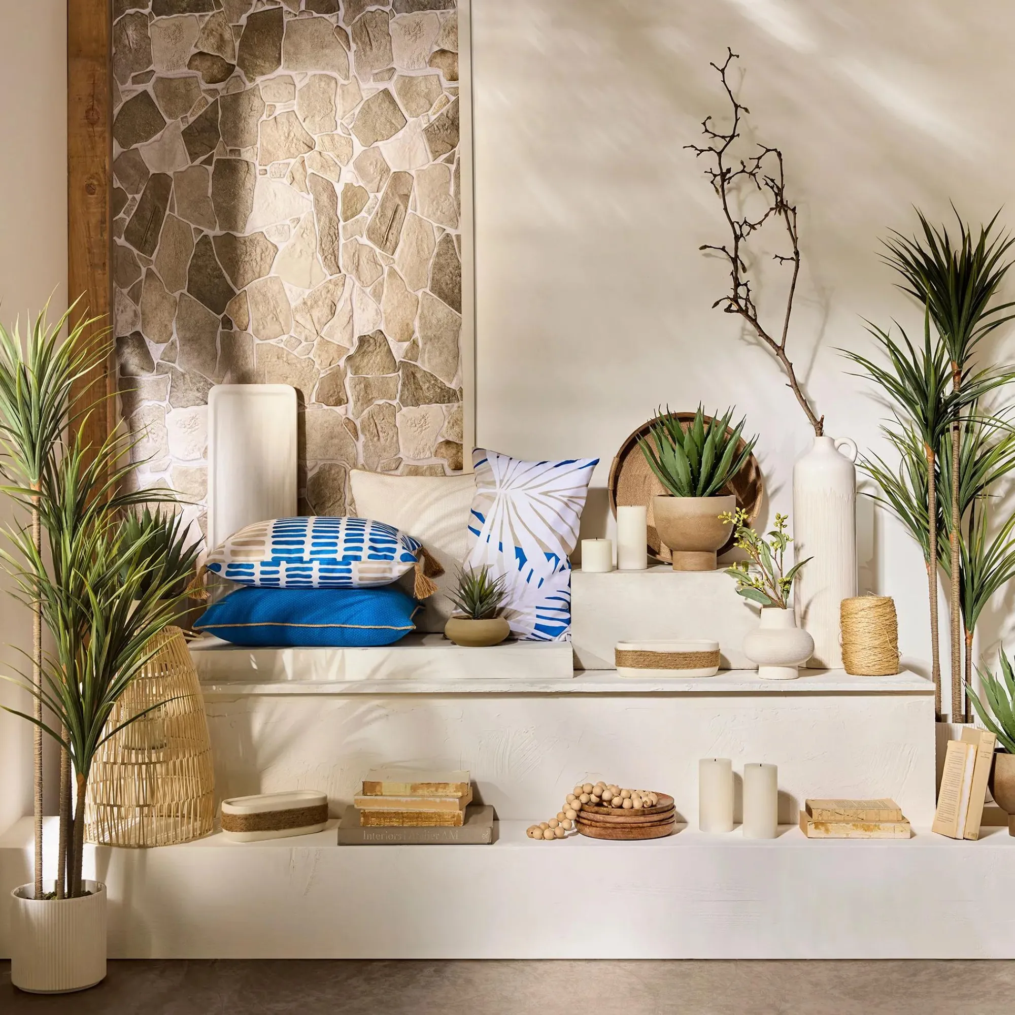 Clearance Bouclair Artificial Exotic Floor Plant in White Pot