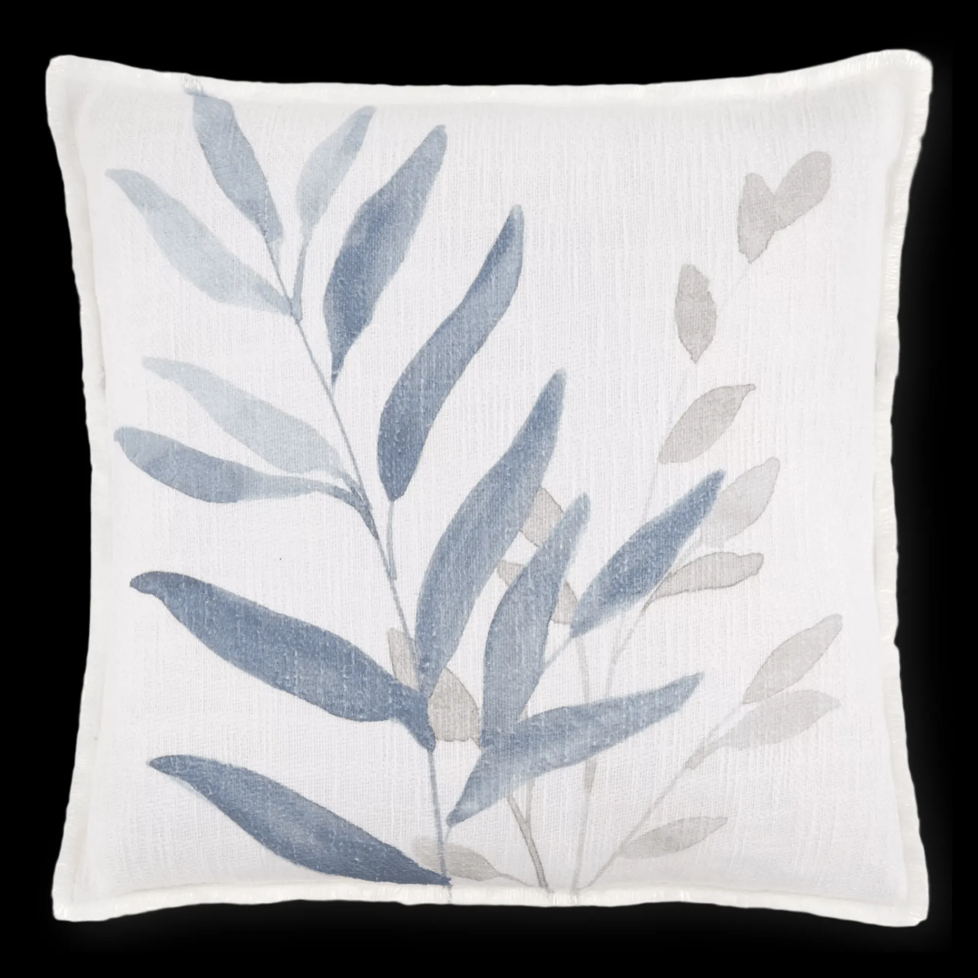 Discount Bouclair Auriel Blue & Beige Flora Decorative Pillow