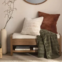 Discount Bouclair Beige Cougar Faux Fur Throw Pillow