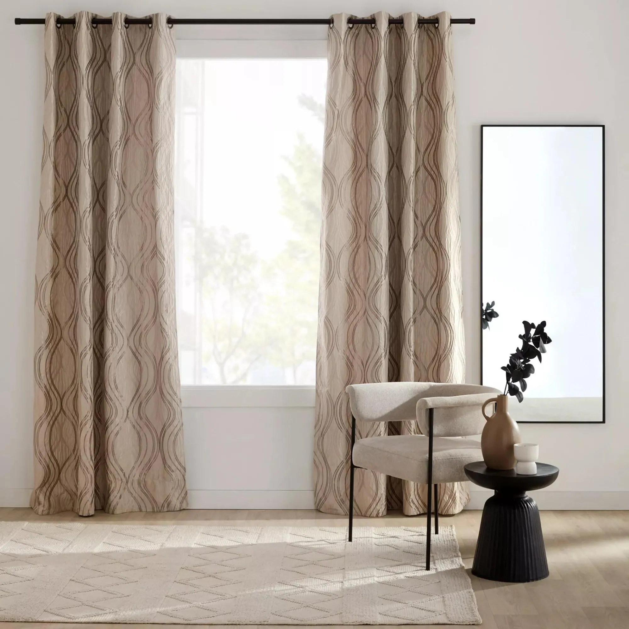 Discount Bouclair Beige Prato Panel Curtain
