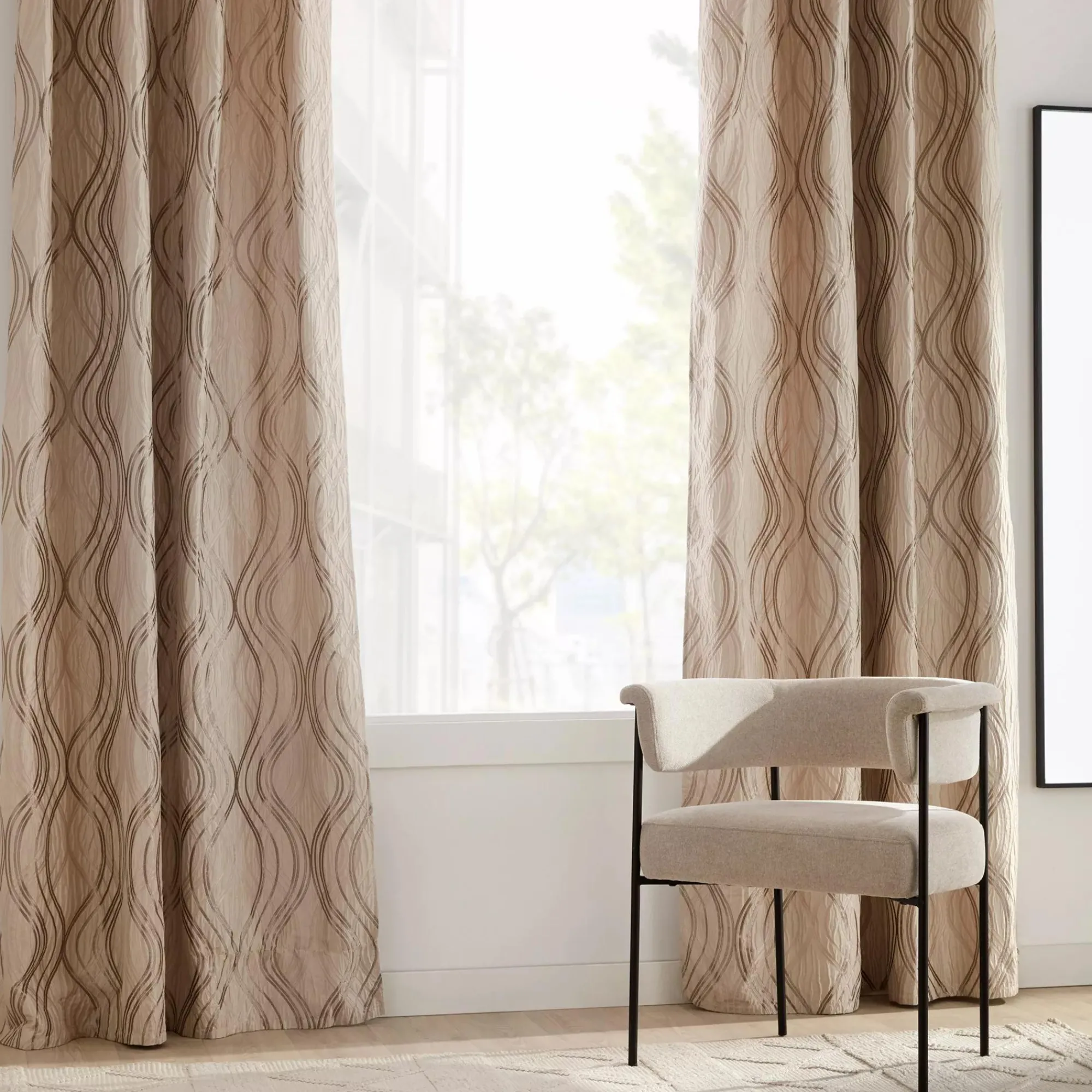 Discount Bouclair Beige Prato Panel Curtain