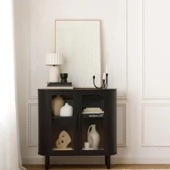 Online Bouclair Black Buffet with Glass Doors