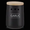 Clearance Bouclair Black Ceramic Garlic Container
