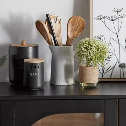 Clearance Bouclair Black Ceramic Garlic Container