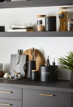 Clearance Bouclair Black Ceramic Garlic Container