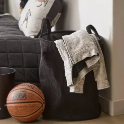Clearance Bouclair Black Corduroy Hamper