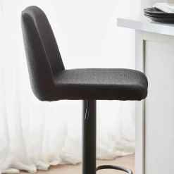 Outlet Bouclair Black Fabric and Metal Adjustable Bar Stool