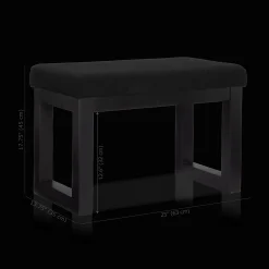 New Bouclair Black Fabric and Wood Bench