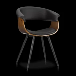Online Bouclair Black Faux Leather and Walnut Chair