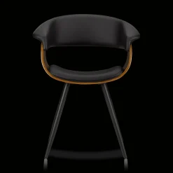 Online Bouclair Black Faux Leather and Walnut Chair