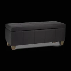 New Bouclair Black Faux Leather Storage Bench