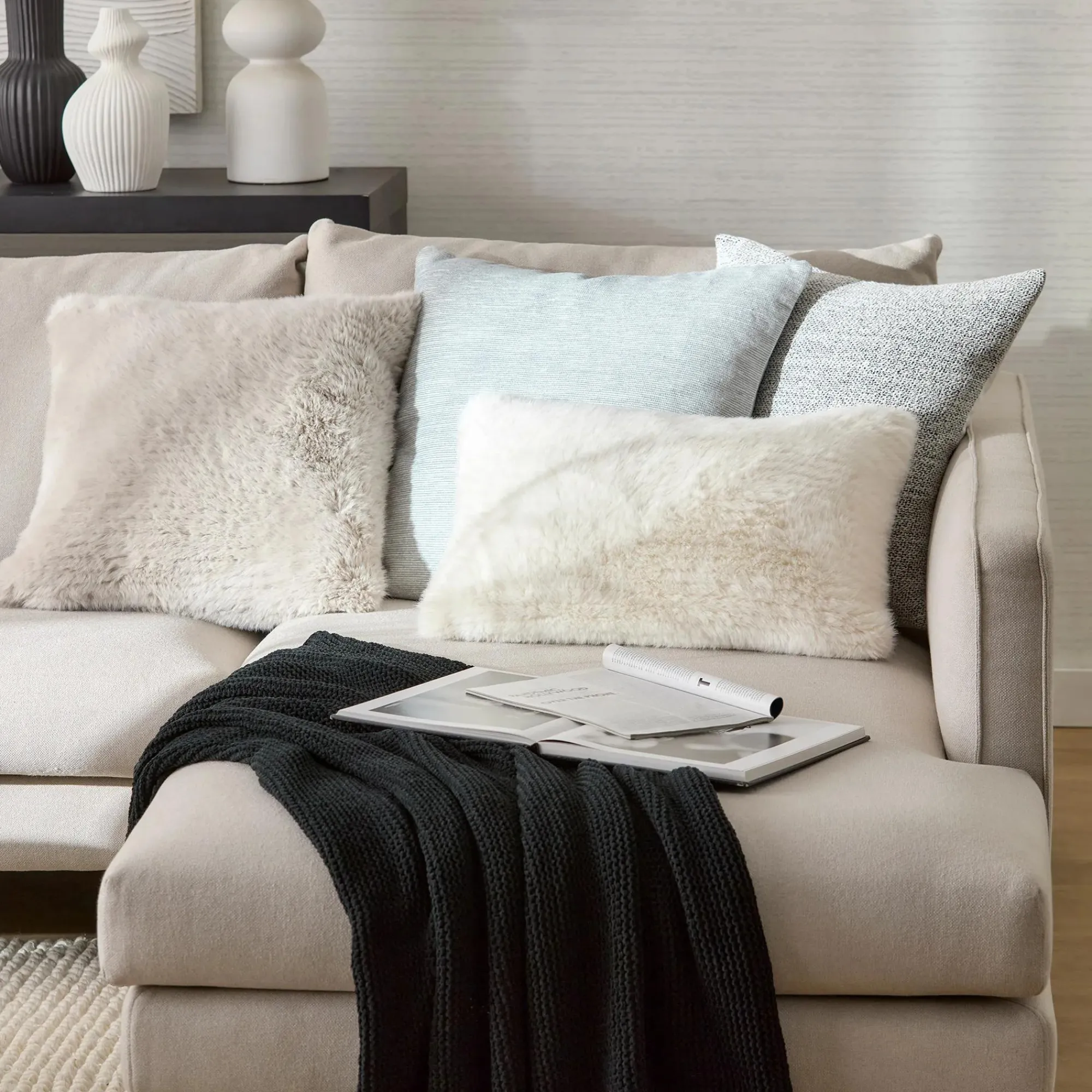 Best Bouclair Black Lonny Woven Throw