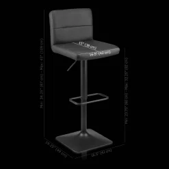 Best Bouclair Black Matte Faux Leather and Metal Adjustable Bar Stool