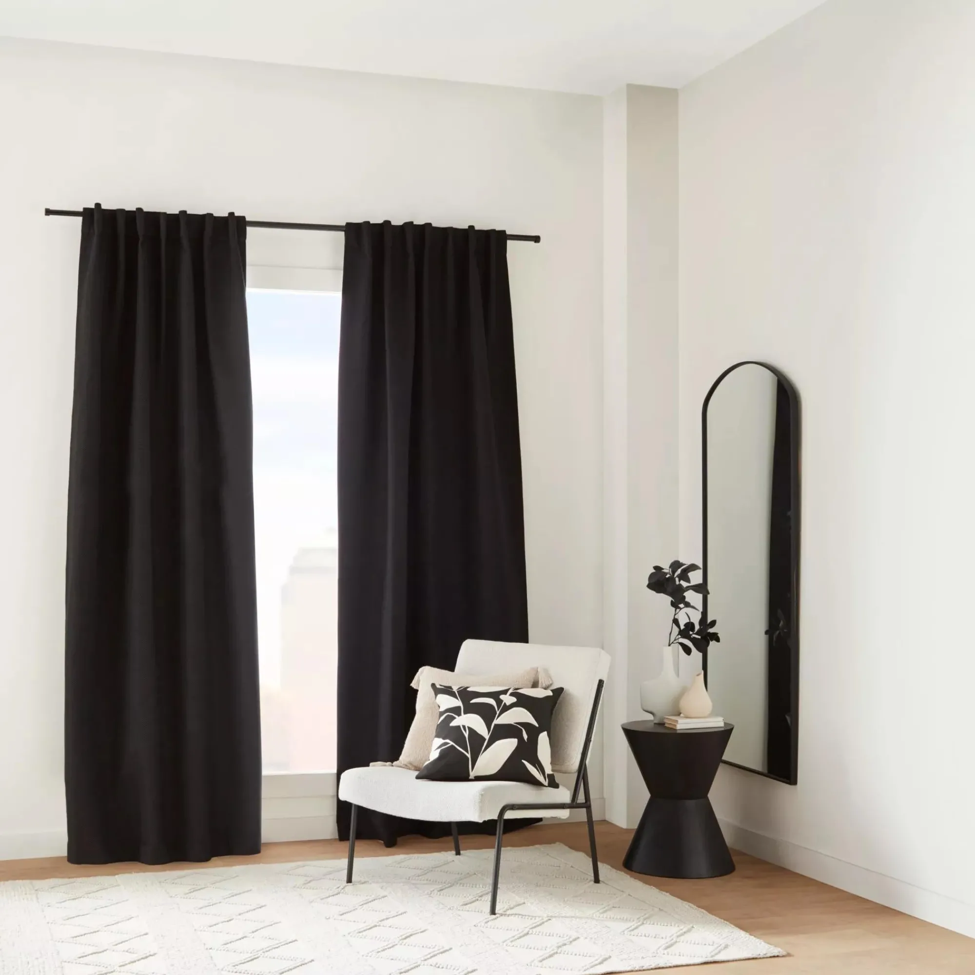 Sale Bouclair Black Ortega Blackout Back-Tab Curtain
