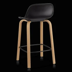 Online Bouclair Black Plastic and Wood Metal Veneer Counter Stool