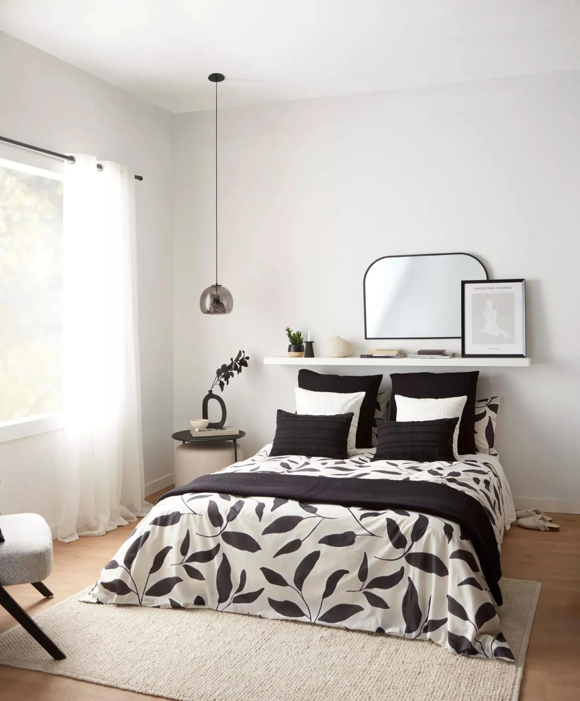 Clearance Bouclair Black Side Table with Ottoman