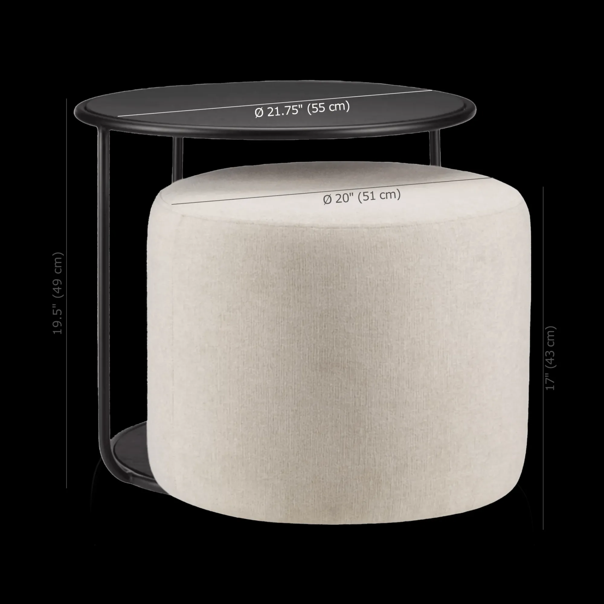 Clearance Bouclair Black Side Table with Ottoman