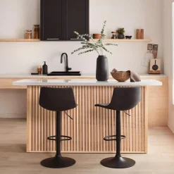 Sale Bouclair Black Textured Faux Leather & Metal Adjustable Bar Stool