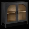New Bouclair Black Wooden Buffet with Glass Doors