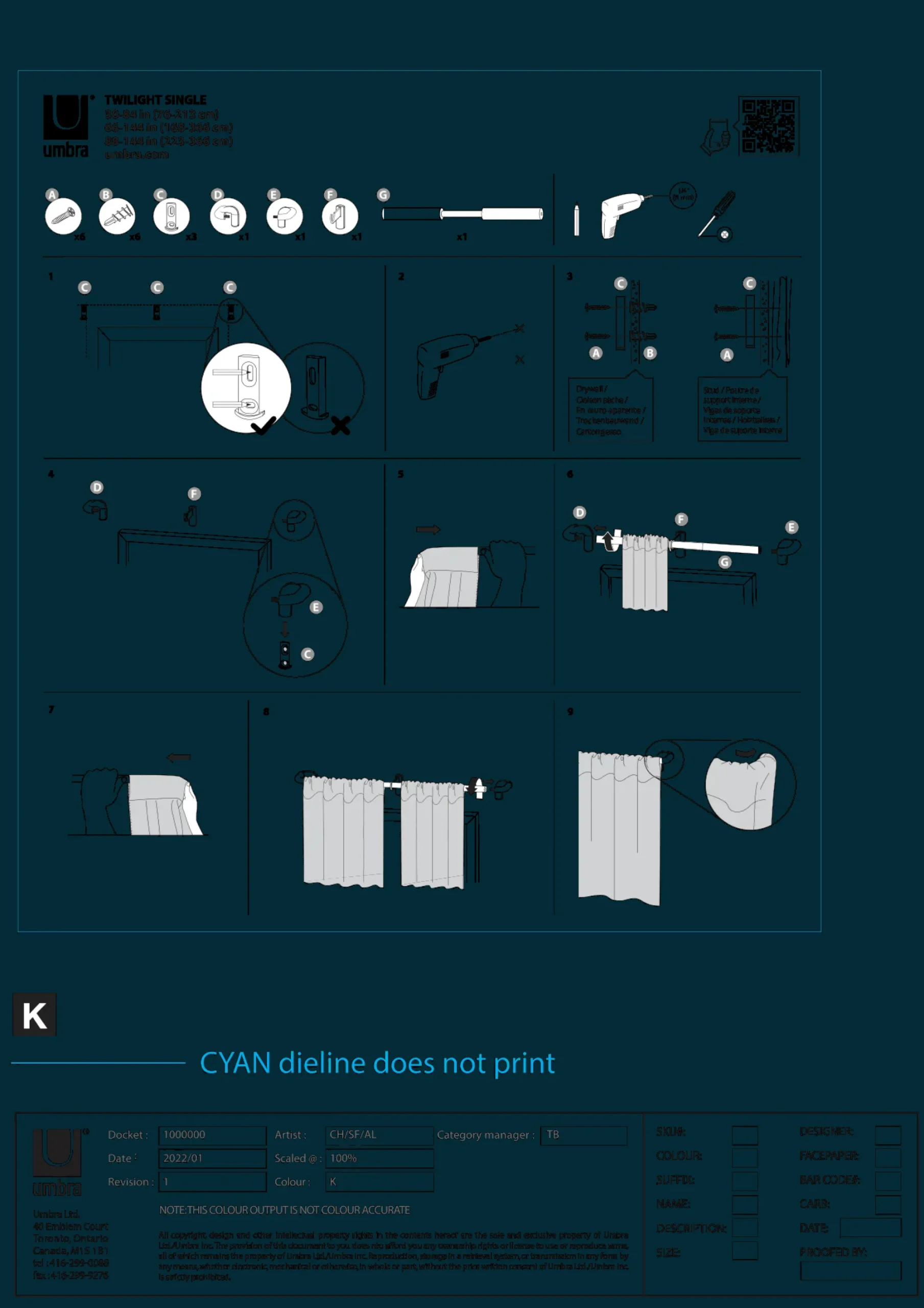 Discount Bouclair Blackout Curtain Rod Set - Diameter 19 mm