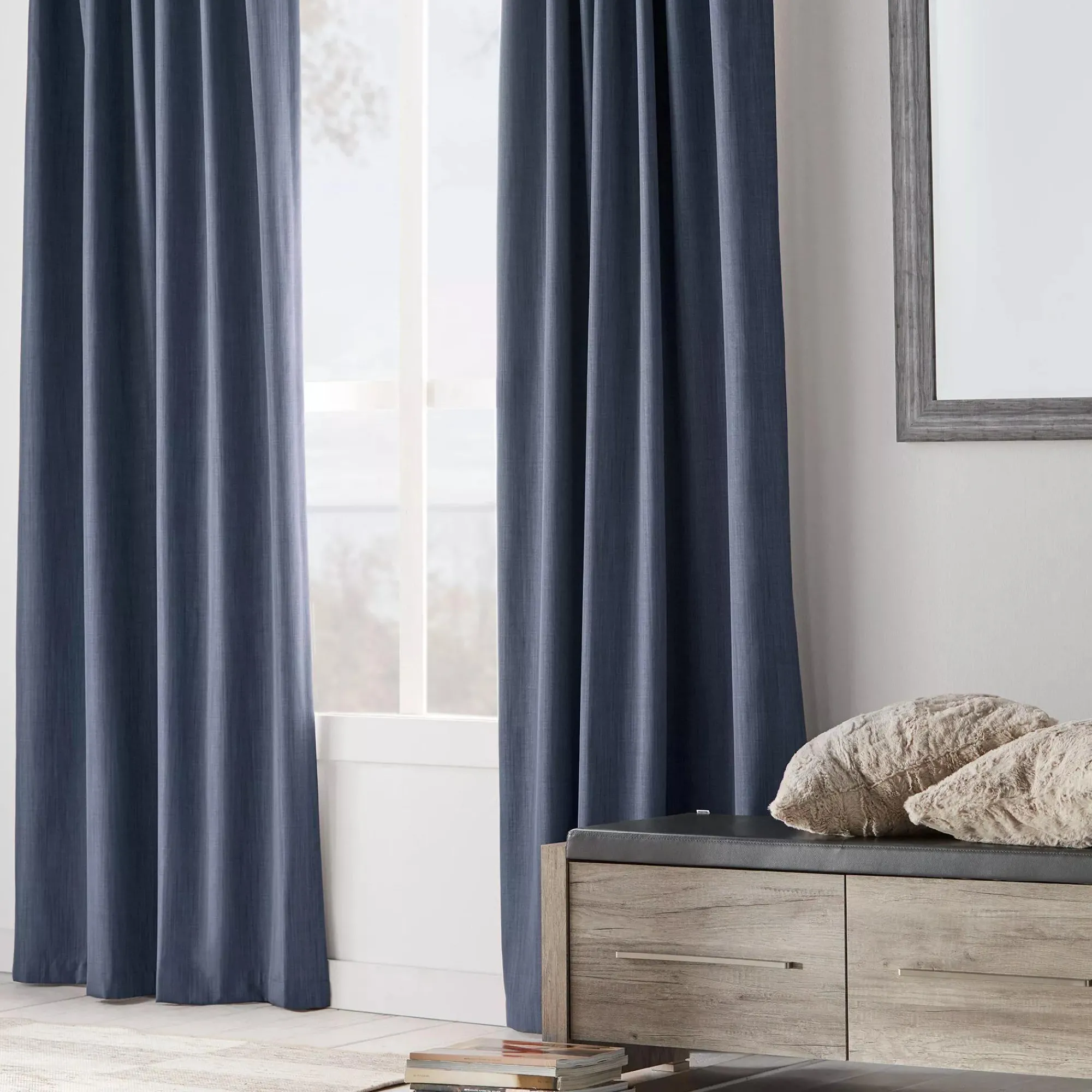 Discount Bouclair Blue Vence Blackout Curtain with Hidden Back Tab