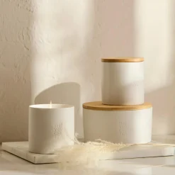 Outlet Bouclair Green Tea Candle with Wooden Lid