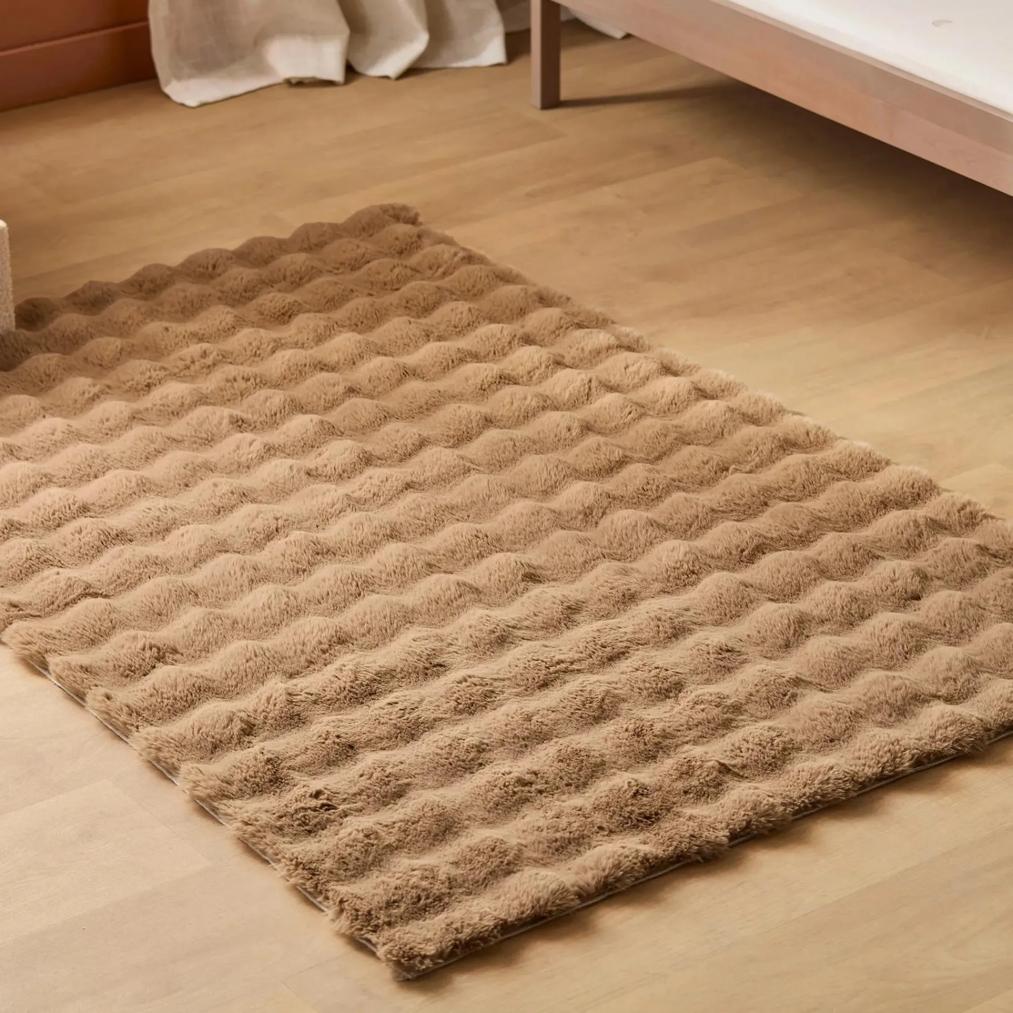 Clearance Bouclair Brown Bubble Faux Fur Rug