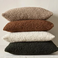 Bouclair Brown Doodle Boucle Decorative Throw Pillow