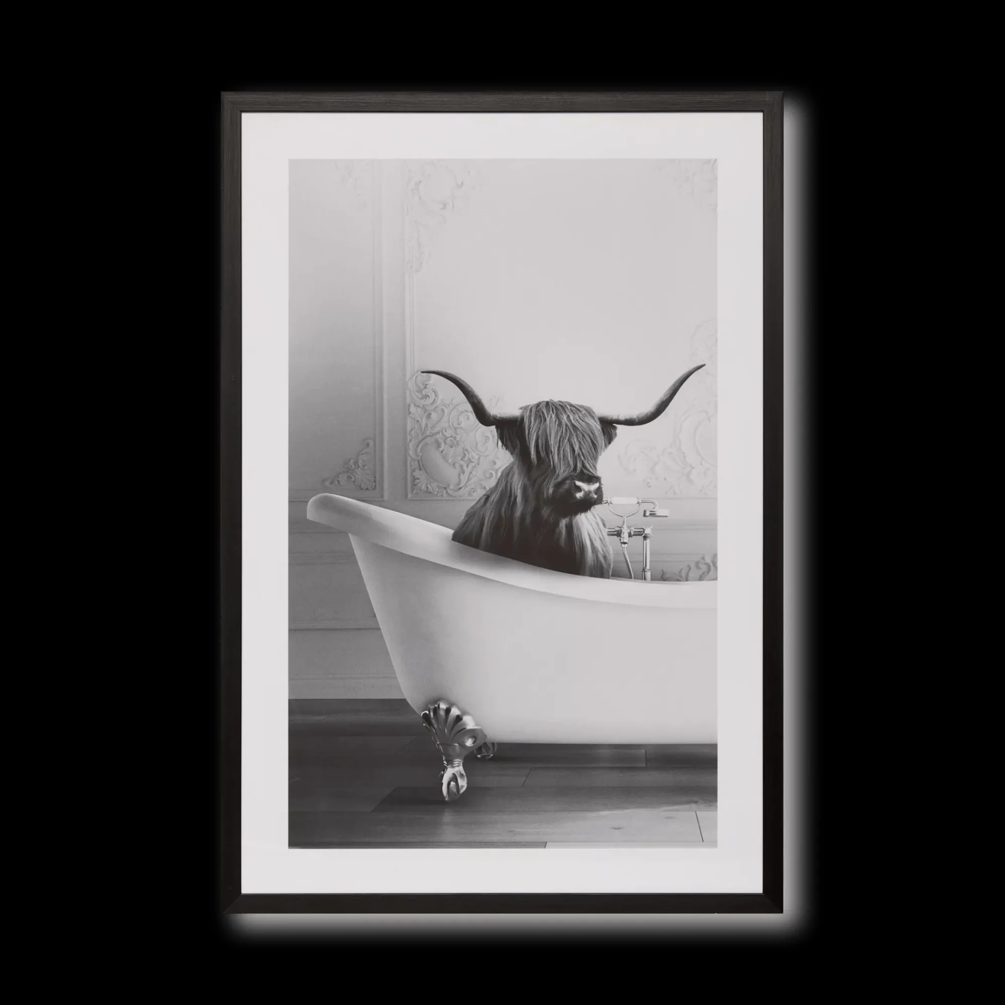 Sale Bouclair Bull in Bathtub Printed Framed Art