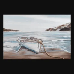 Hot Bouclair Canoe On The Shore Oil Painted Canvas