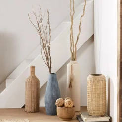 Hot Bouclair Ceramic Floor Vase with Beaded Tassels