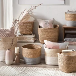 Online Bouclair Corn Fiber and Cotton Rope Storage Basket