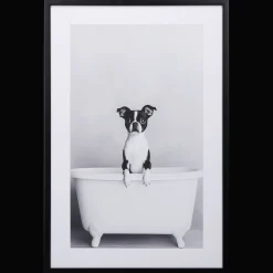 Bouclair Dog in Bathtub Framed Canvas