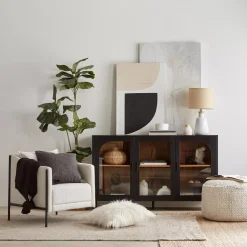 Best Bouclair 3-Door Black Wooden Buffet