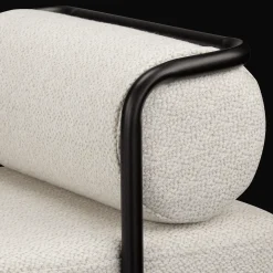 Discount Bouclair Fabric and Black Metal Bench