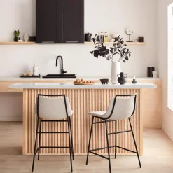 Bouclair Fabric and Metal Counter Stool