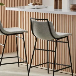 Bouclair Fabric and Metal Counter Stool