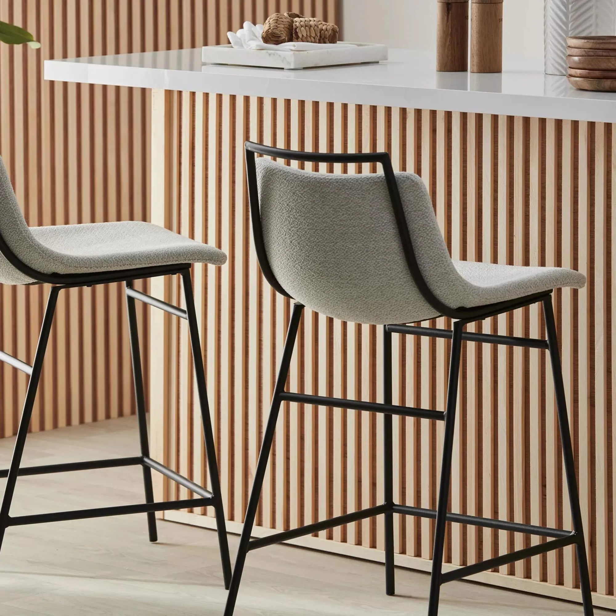 Bouclair Fabric and Metal Counter Stool