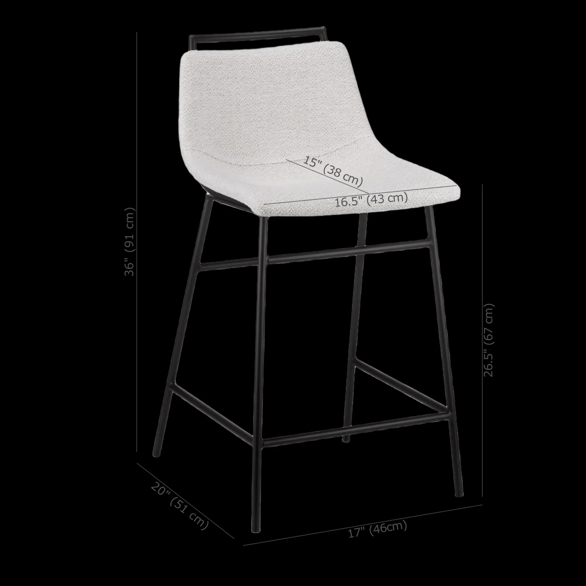 Bouclair Fabric and Metal Counter Stool