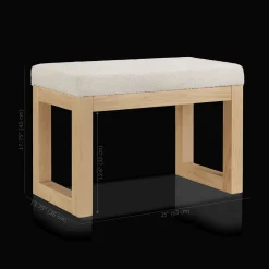 Outlet Bouclair Fabric and Natural Wood Bench