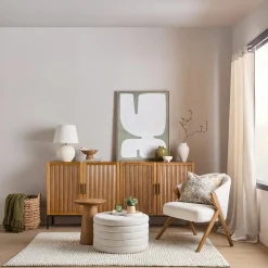 Best Bouclair Fabric and Wood Accent Chair