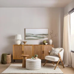 Best Bouclair Fabric and Wood Accent Chair