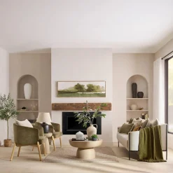 Hot Bouclair Fabric and Wood Accent Chair