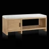 Online Bouclair Fabric and Wood Bench with Shoe Rack and Storage