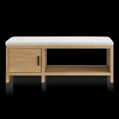 Online Bouclair Fabric and Wood Bench with Shoe Rack and Storage