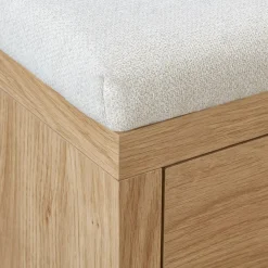 Online Bouclair Fabric and Wood Bench with Shoe Rack and Storage