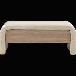 Sale Bouclair Fabric and Wood Bench with Storage