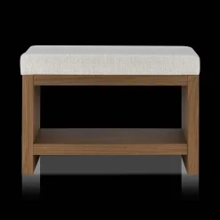 Hot Bouclair Fabric and Wood Bench with Shoe Rack